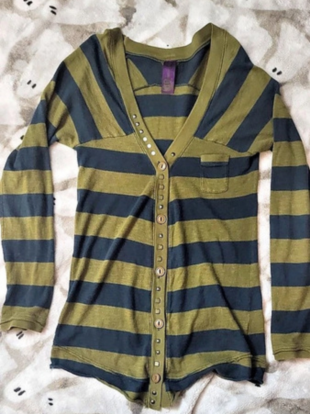 Vintage Y2k Free People Rockin Rugby Striped Cardigan